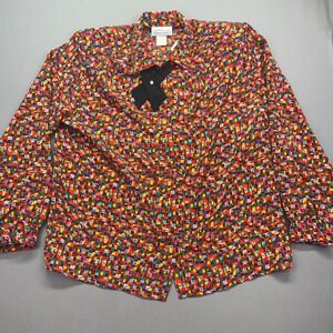 Petite‎ Impressions Vintage Colorful Print Blouse with Bow Size 12 Boho